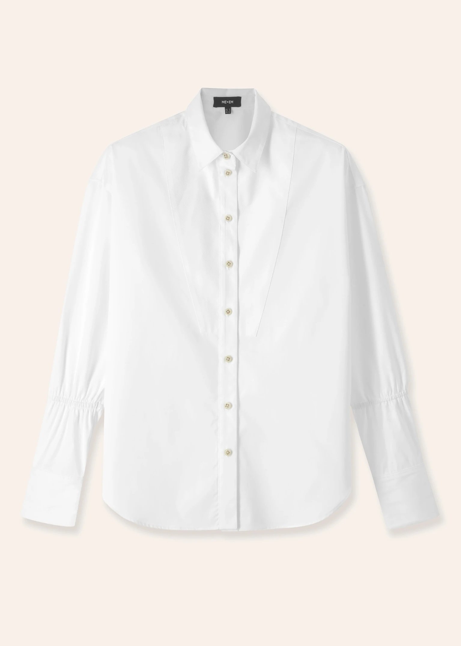 ME+EM Crease Less Cotton Elastic Sleeve Shirt in White.jpg