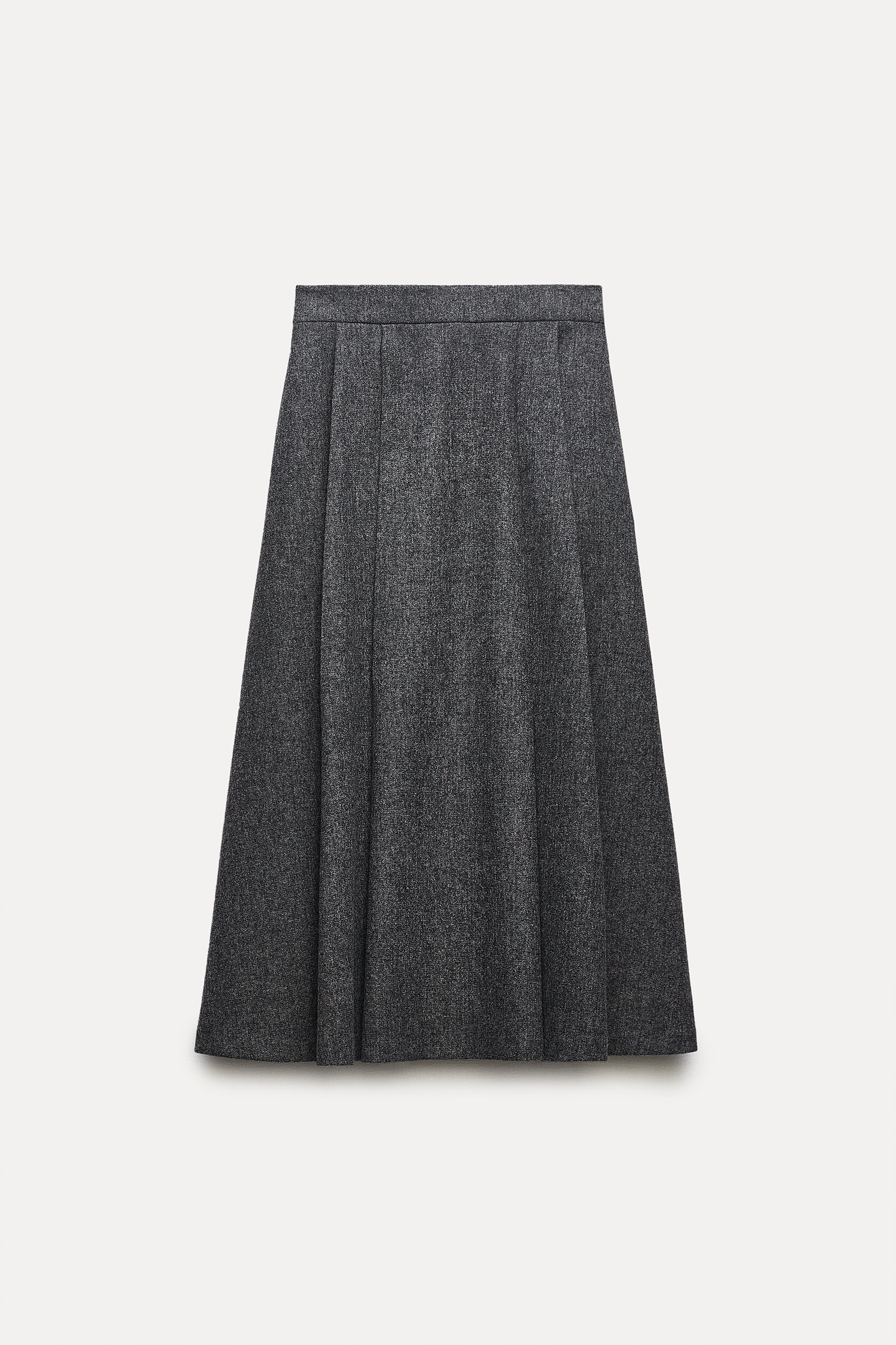 Zara ZW Collection Wool-Blend Midi Skirt in Grey.jpg