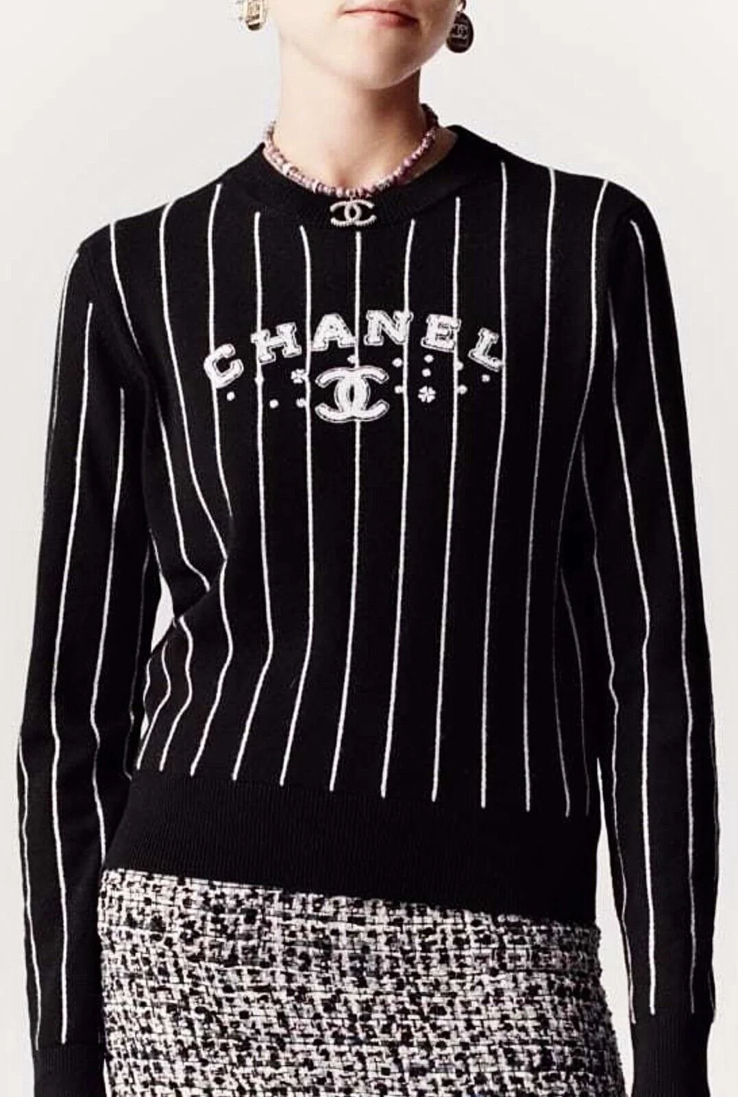 Chanel Striped Cashmere Sweater