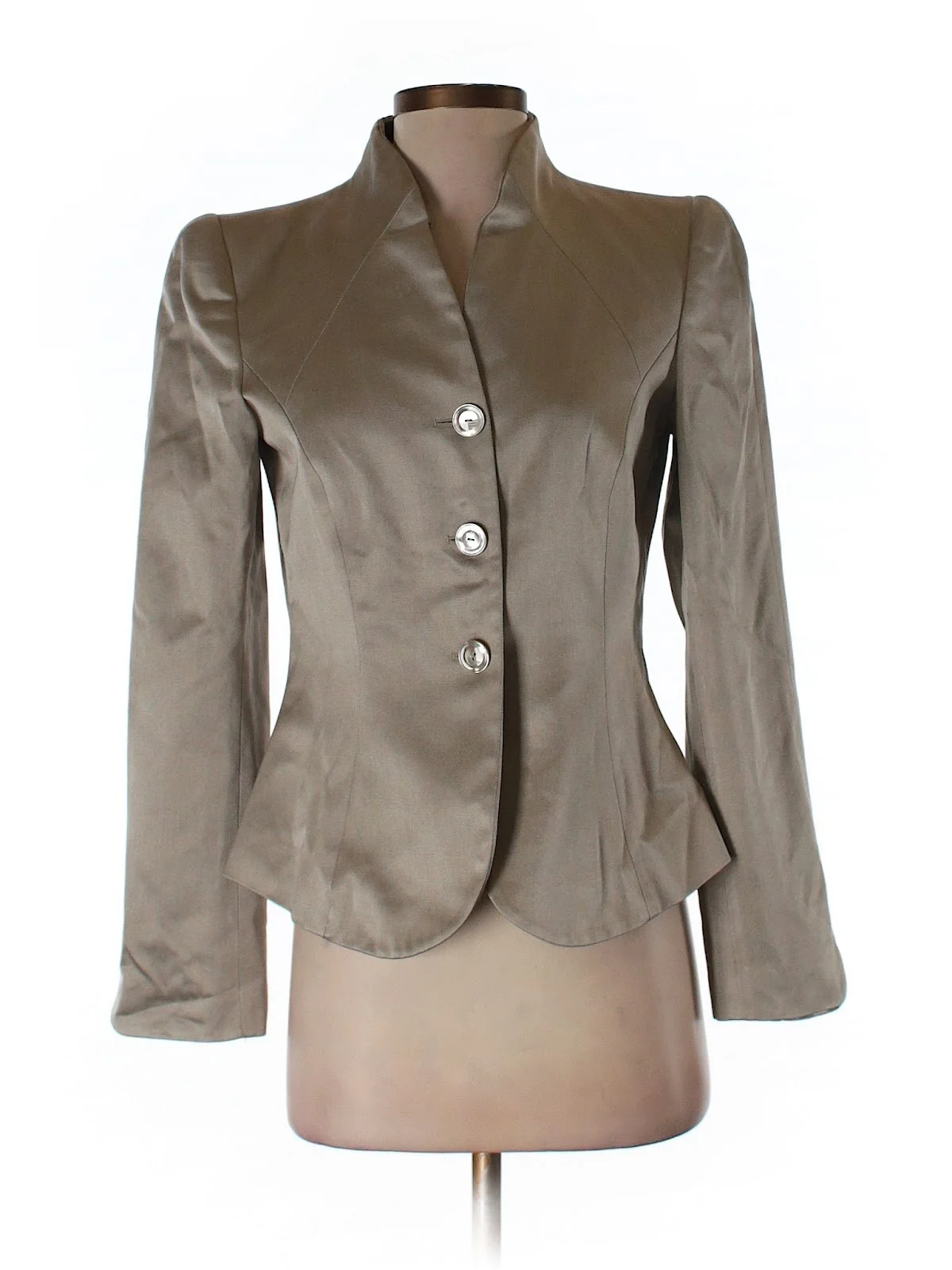 Giorgio Armani Silver Silk Peplum Blazer