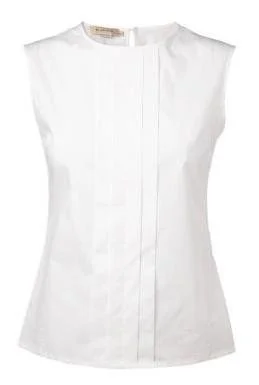 Elise Gug Sleeveless Pleated Top in White