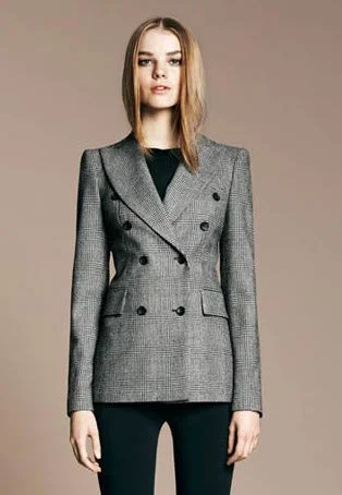 Zara Double Breasted Checked Blazer