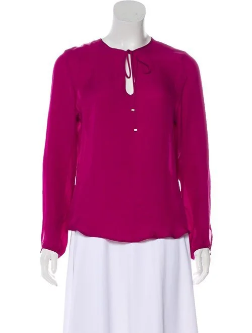 Max Mara Fuchsia Tie Neck Blouse