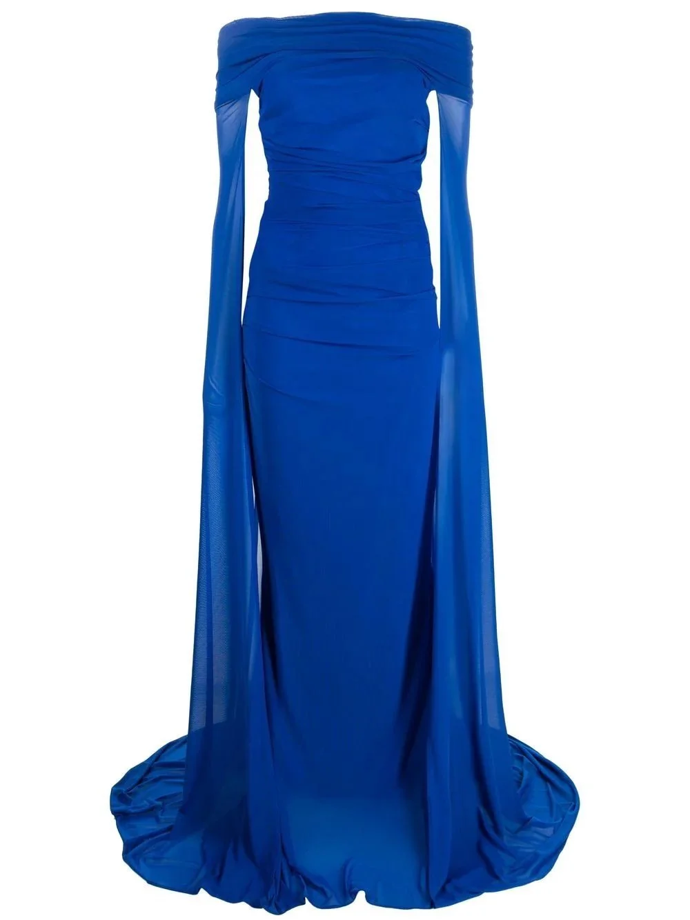 Talbot Runhof Off-the-Shoulder Cape Gown