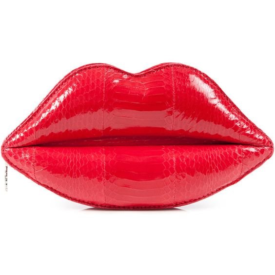 Lulu Guinness Lips Clutch in Red Padded Leather.jpg