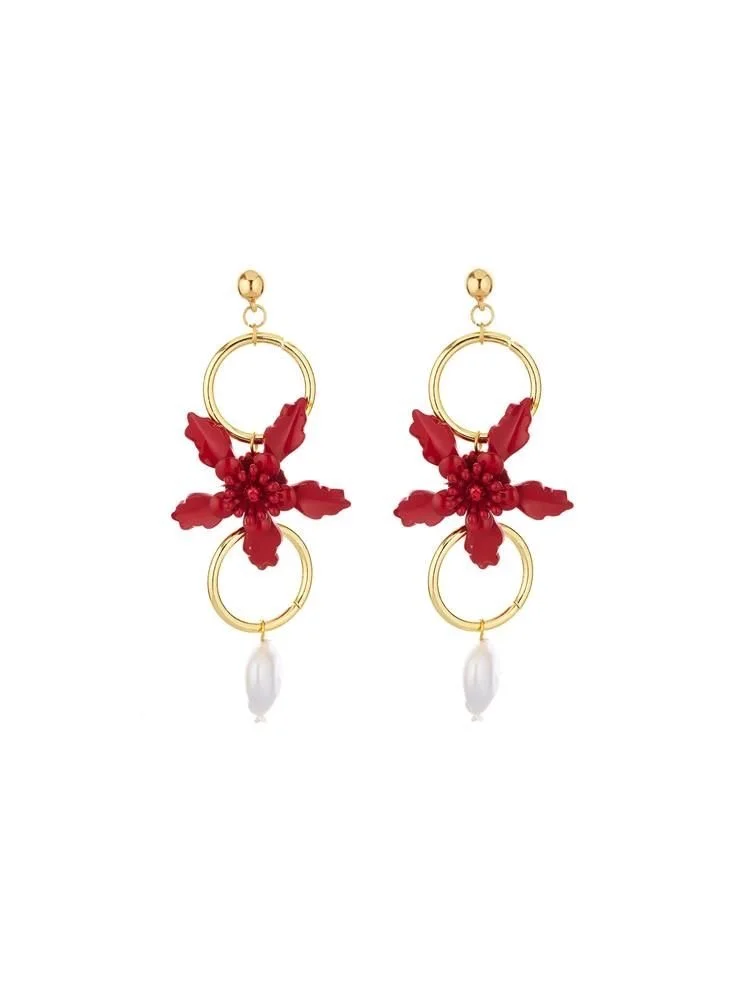 Oscar de la Renta Flower Pearl Earrings