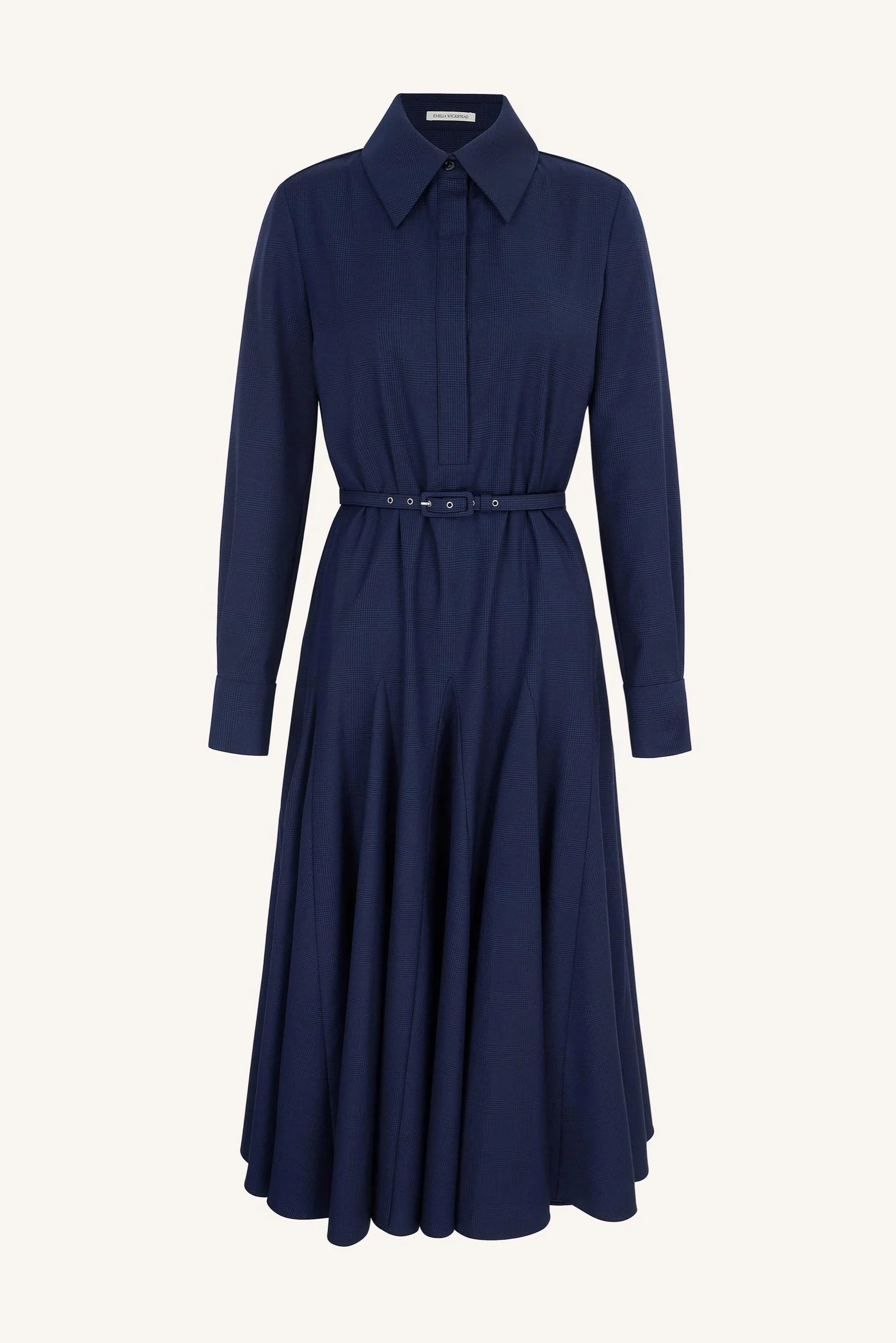 Emilia Wickstead Marione Dress in Navy Prince of Wales Check