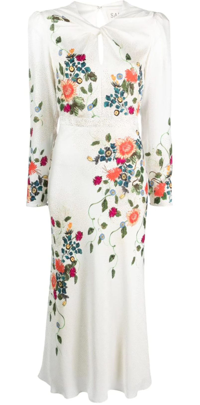 Saloni Claudia Dress in White Floral Print