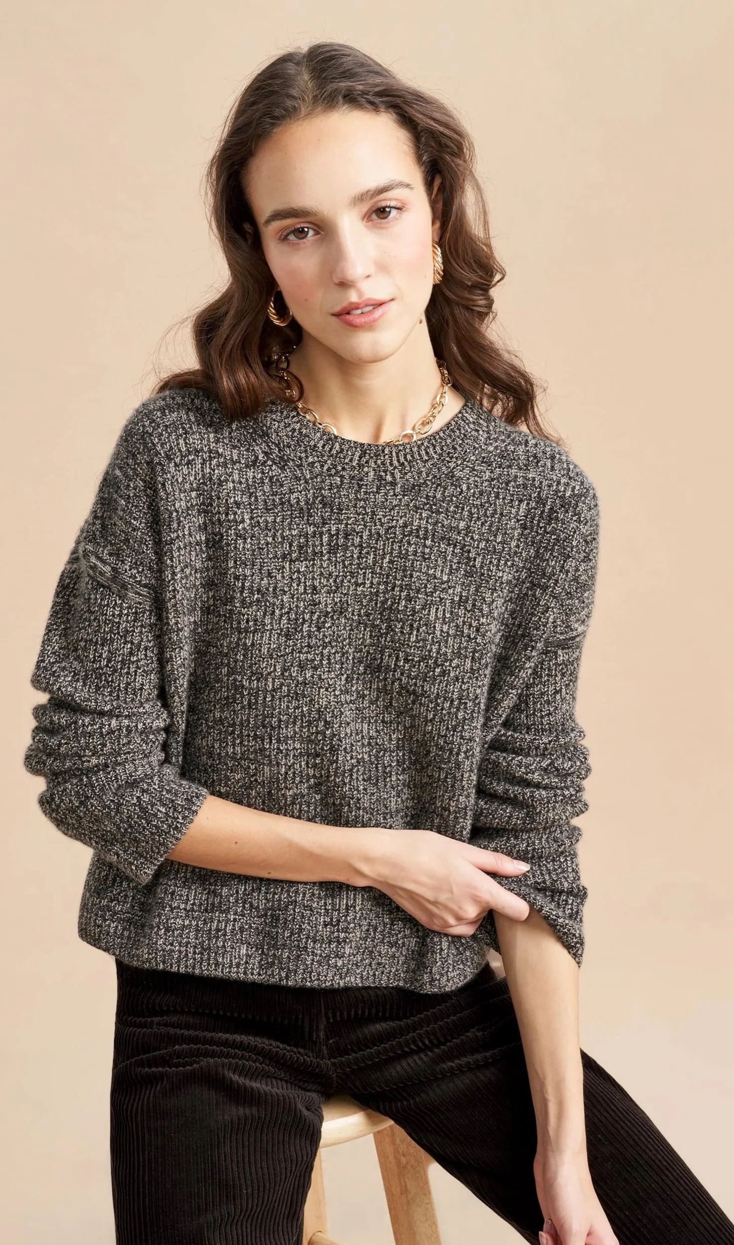 La Ligne Mini Toujours Sweater in Black/Tan