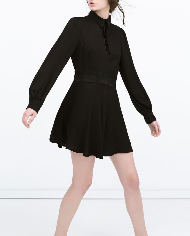 Zara Flared Dress with Collar and Bow.jpg