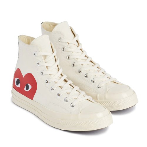 Converse x Comme des Gar ons PLAY Chuck 70 Shoes in Milk White