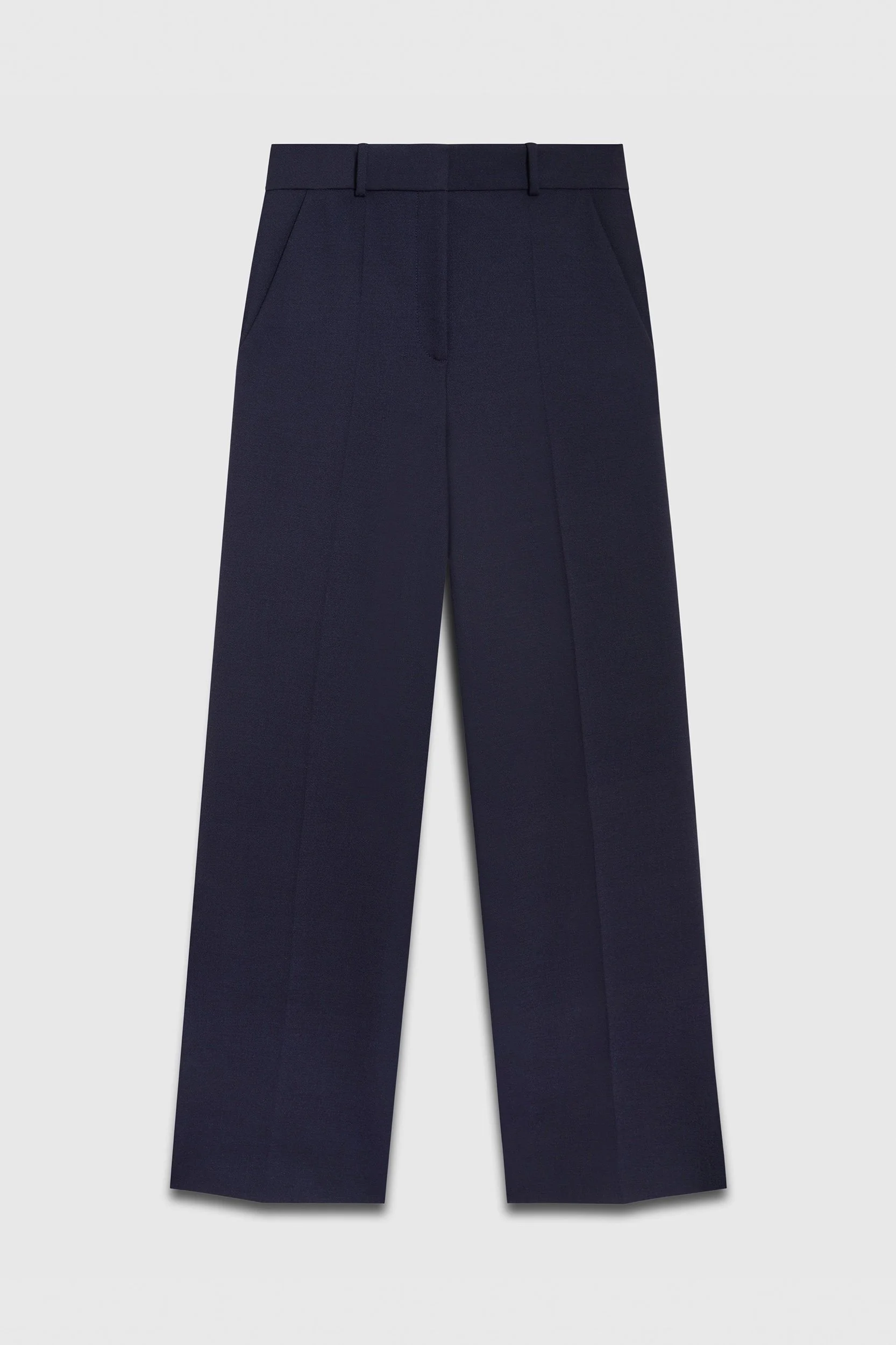 The Fold Alzira Straight Flared Trousers in Navy