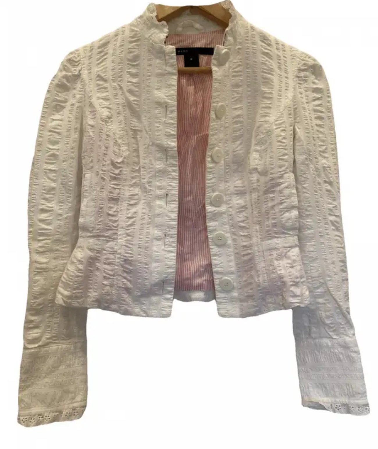 Marc Jacobs Ruched Lace Trimmed Jacket