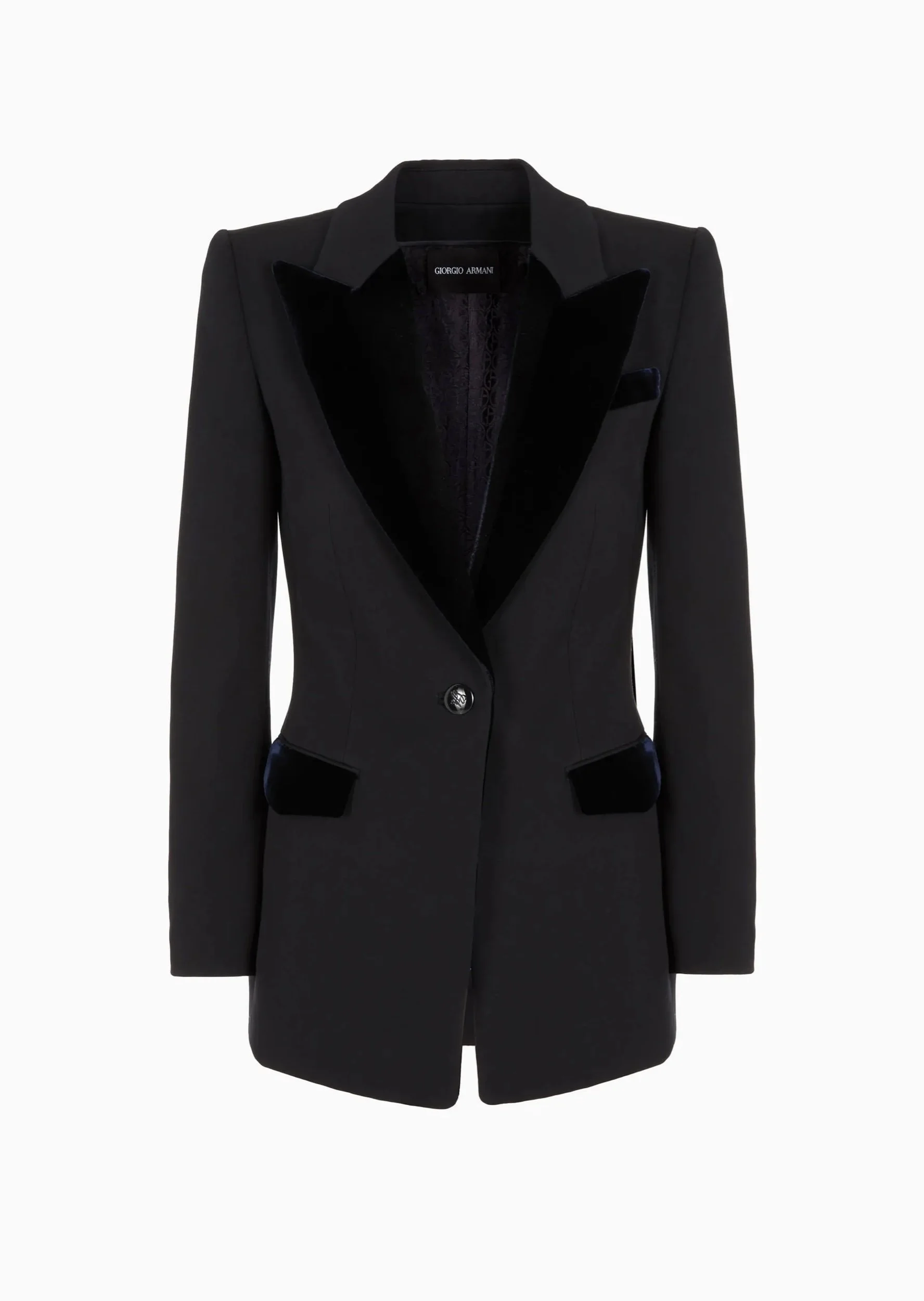 Giorgio Armani Barathea Wool and Velvet Single-breasted Jacket
