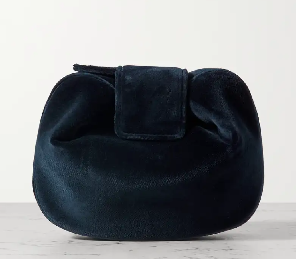 Gabriela Hearst Demi Clutch in Navy Velvet