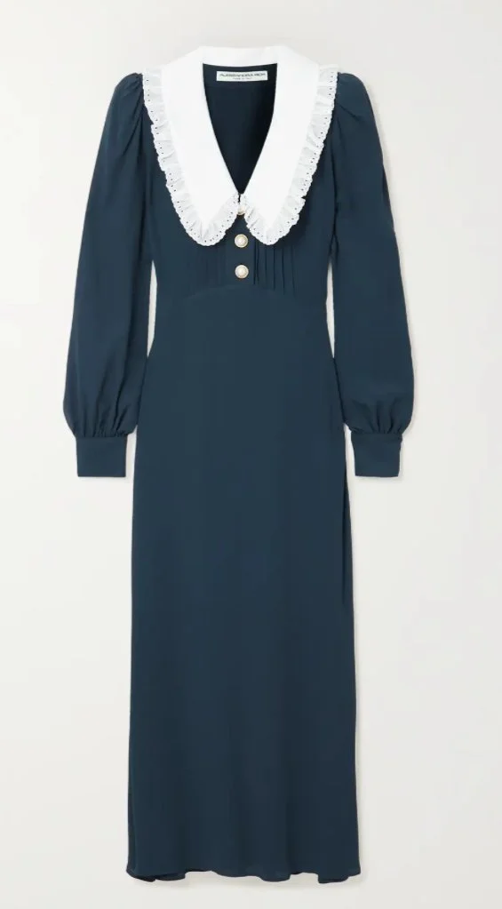 Alessandra Rich Broderie Anglaise-Trimmed Midi Dress