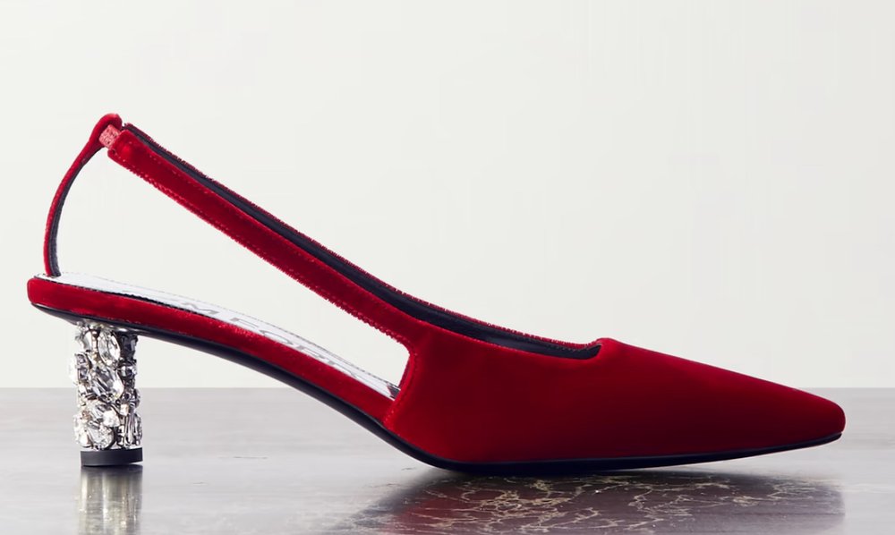 Tom Ford Crystal Stone Bejeweled Slingback 50 Pumps in Red
