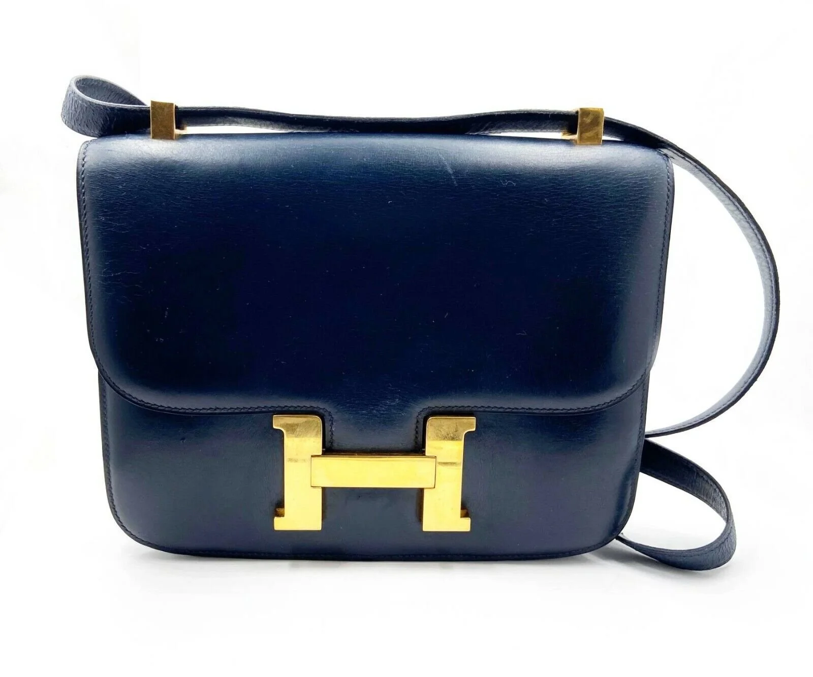 Hermes Constance Shoulder Bag in Navy Leather