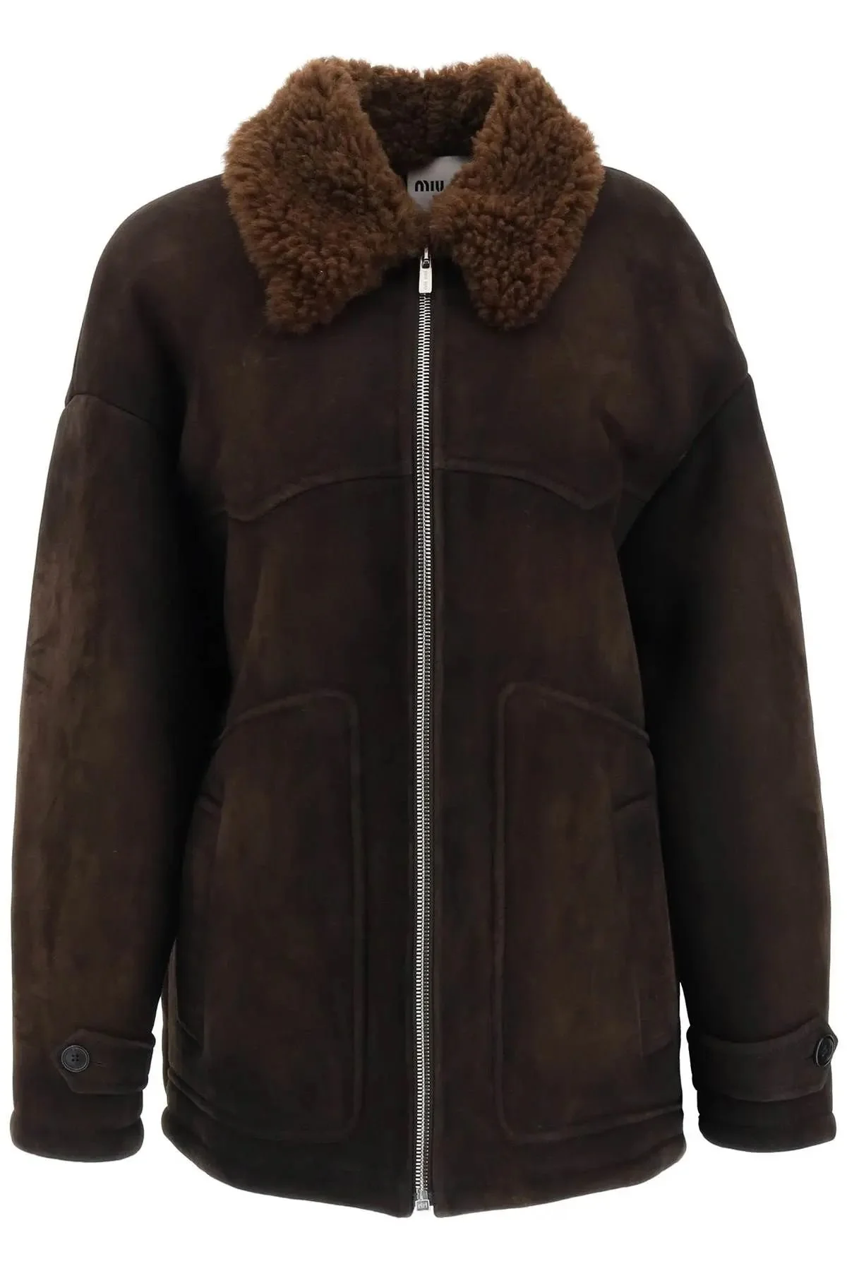 Miu Miu Collared Shearling Bomber Jacket