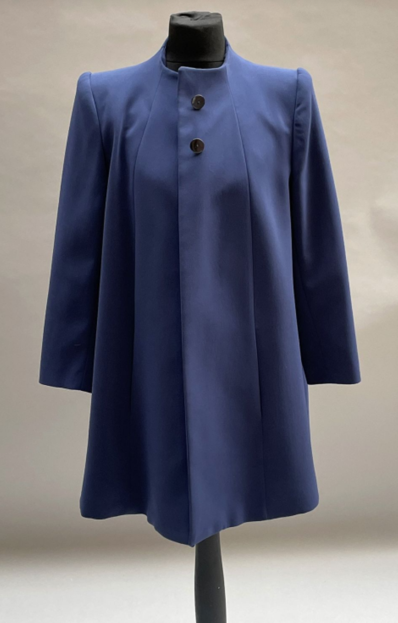 Yves Dooms Crepe Buttoned Coat Navy.png