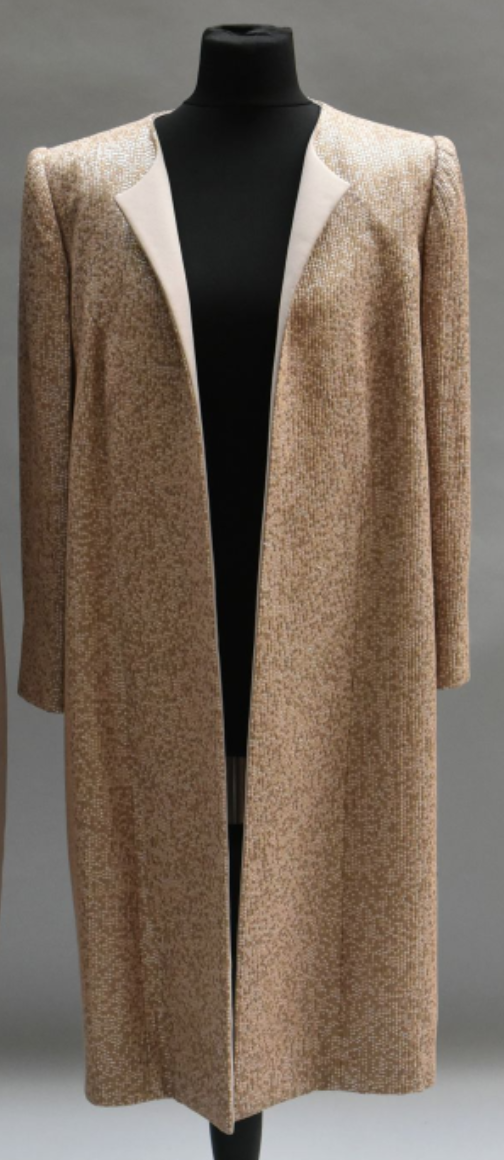 Yves Dooms Collarless Coat in Beige Embroidered.png