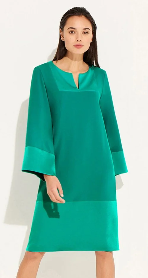 Paule Ka Satin Trim Dress In Teal UFO No More paule-ka-satin-trim-dress-in-teal-ufo-no-more