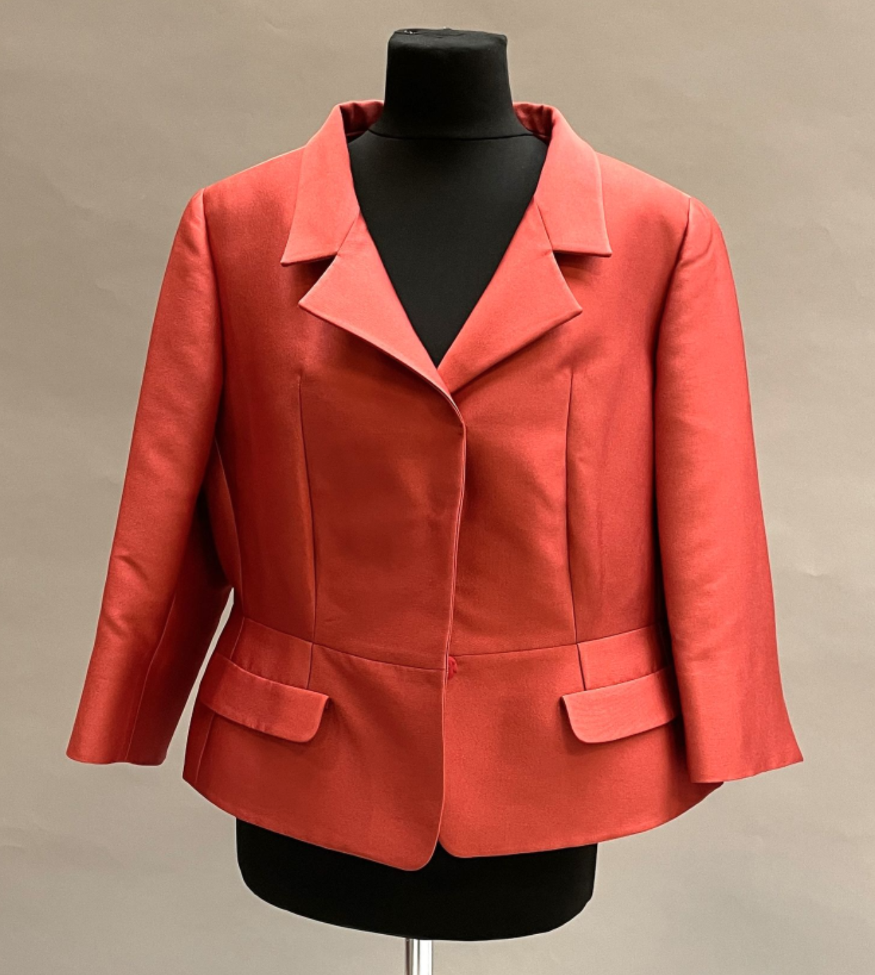 Natan Couture Satin Peplum Jacket Red.png