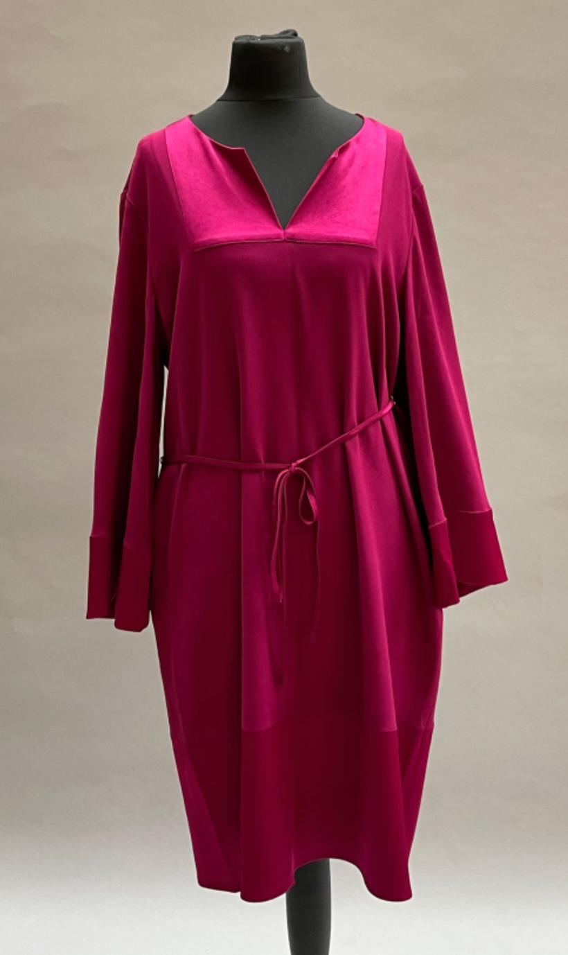 Paule Ka Satin Trim Dress Fuchsia.png