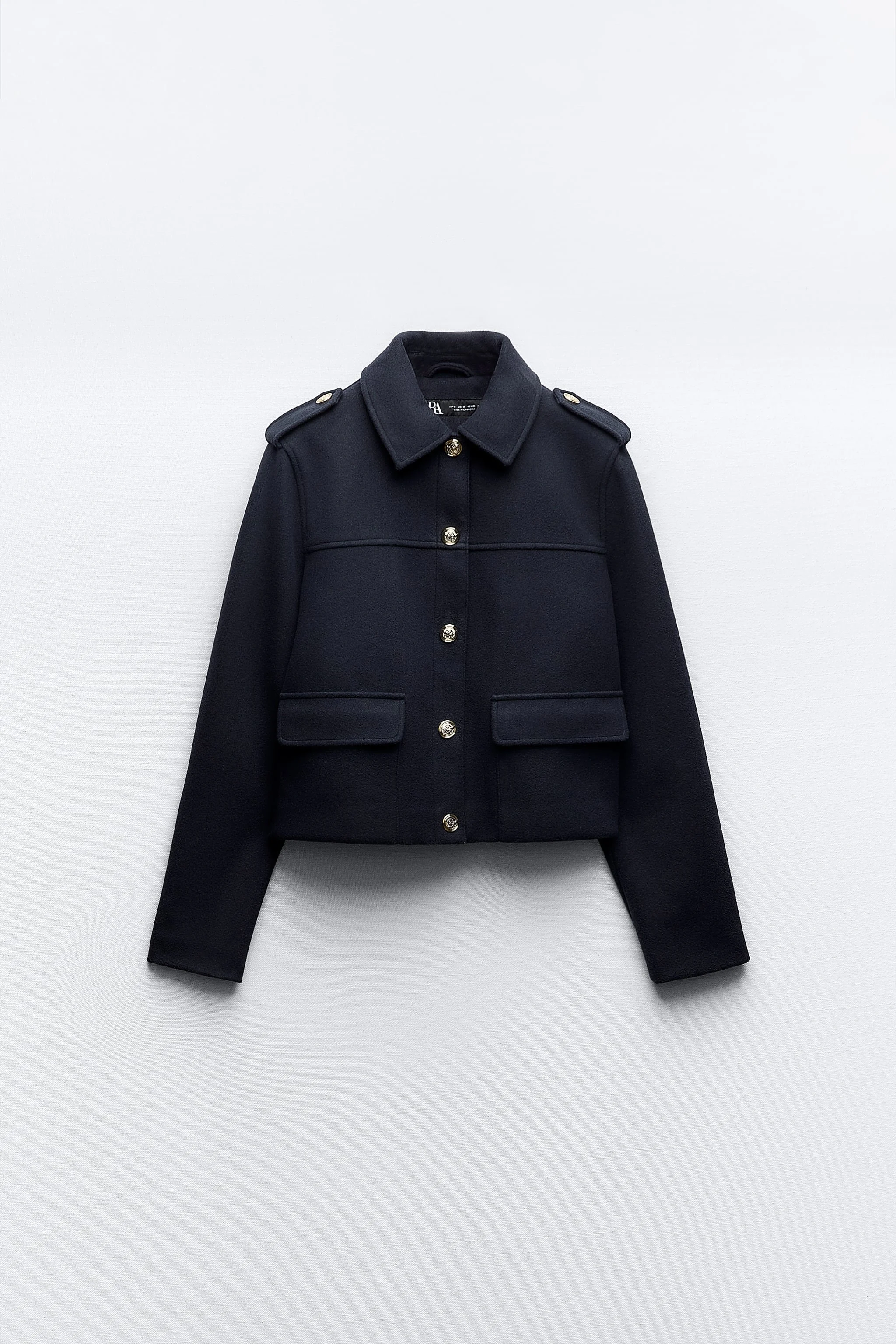 Zara Gold Button Soft Touch Jacket in Navy