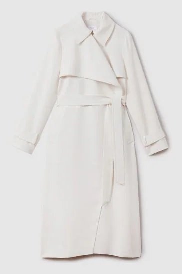 Reiss Etta Double-Breasted Belted Trench Coat in White.jpg