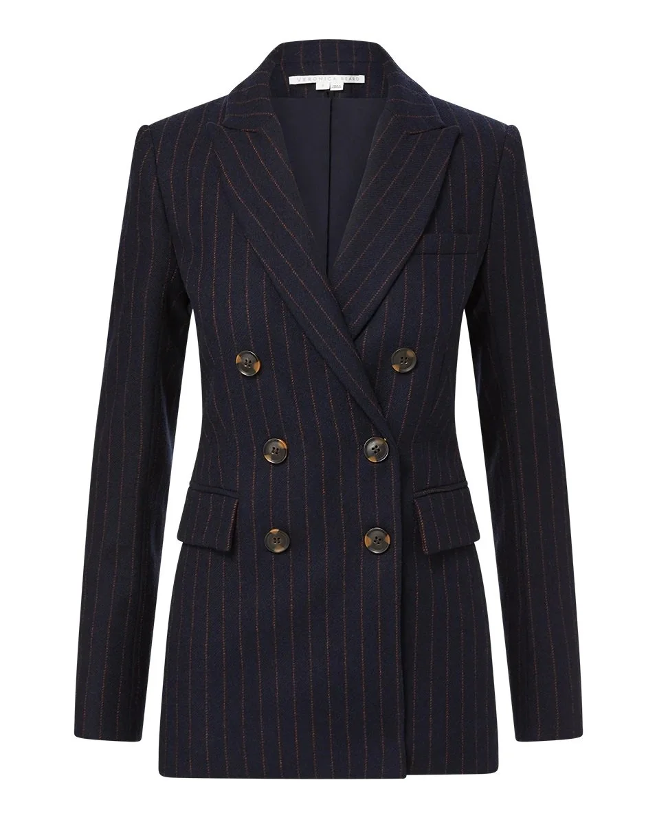 Veronica Beard Ellette Pinstriped Dickey Jacket in Navy