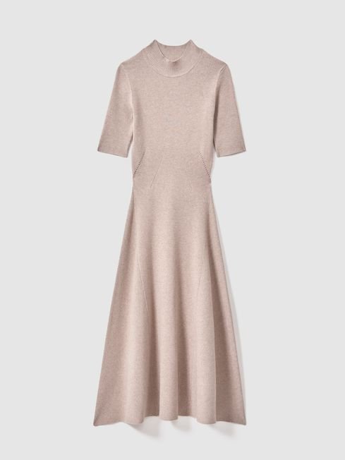 Reiss Caitlyn Ribbed Bodycon Midi Dress in Neutral.jpg