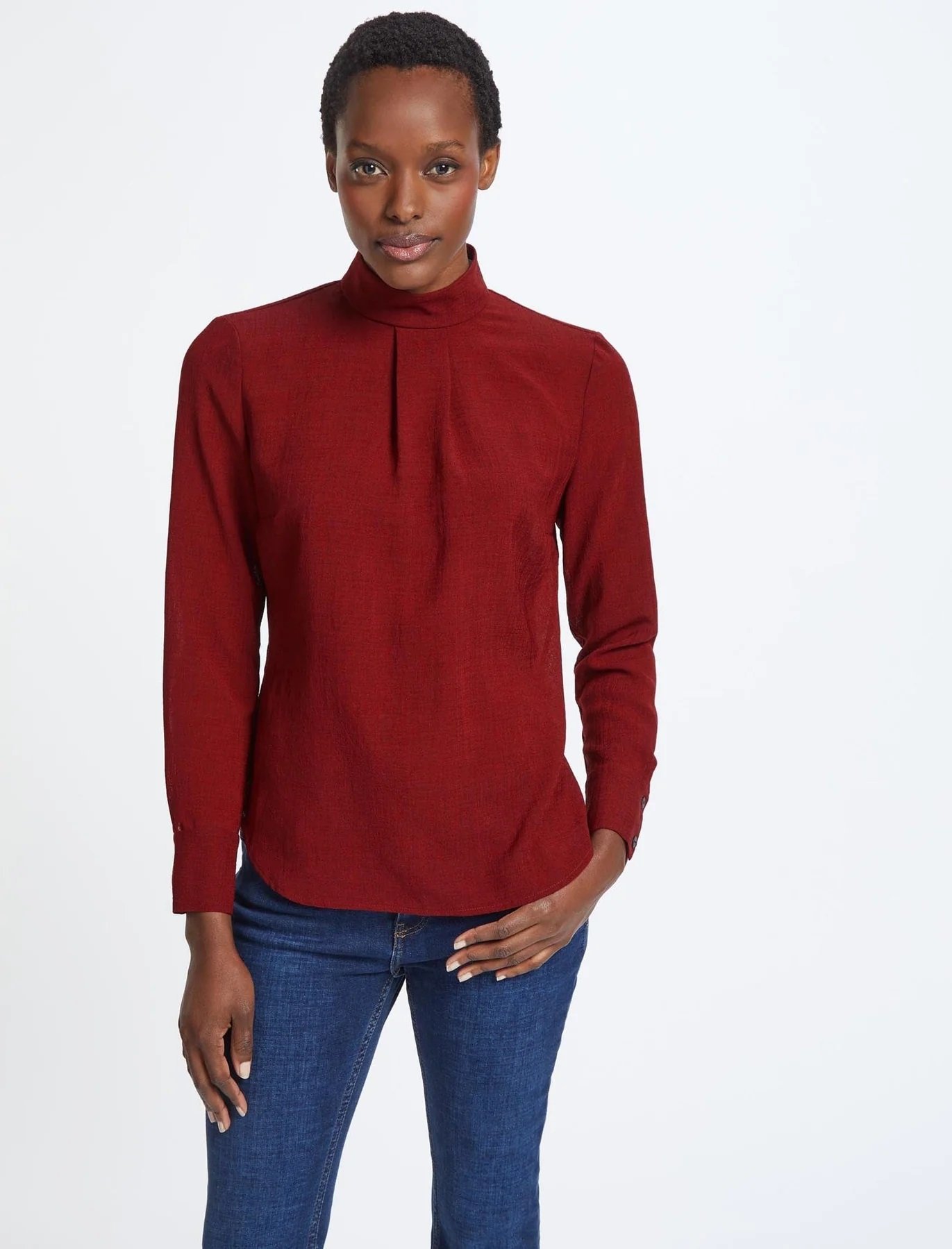 Cefinn Riley Funnel Neck Blouse in Rust.jpg