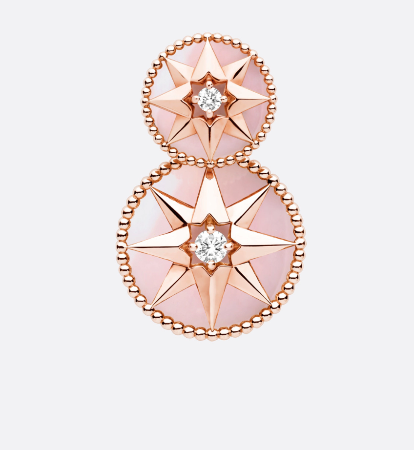 Christian Dior Rose des Vents Tribale Earrings in Pink Gold, Diamonds and Pink Opal
