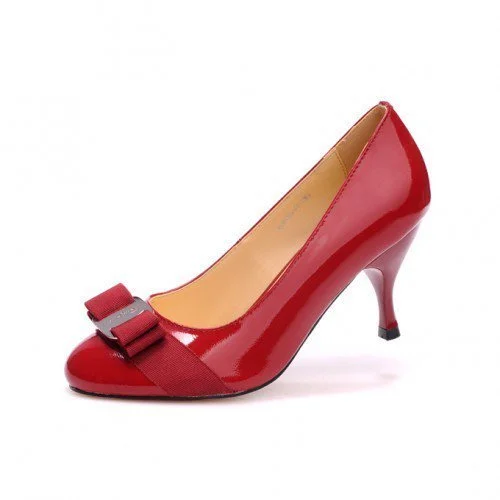 Salvatore Ferragamo Carla Bow Pumps in Red Patent Leather