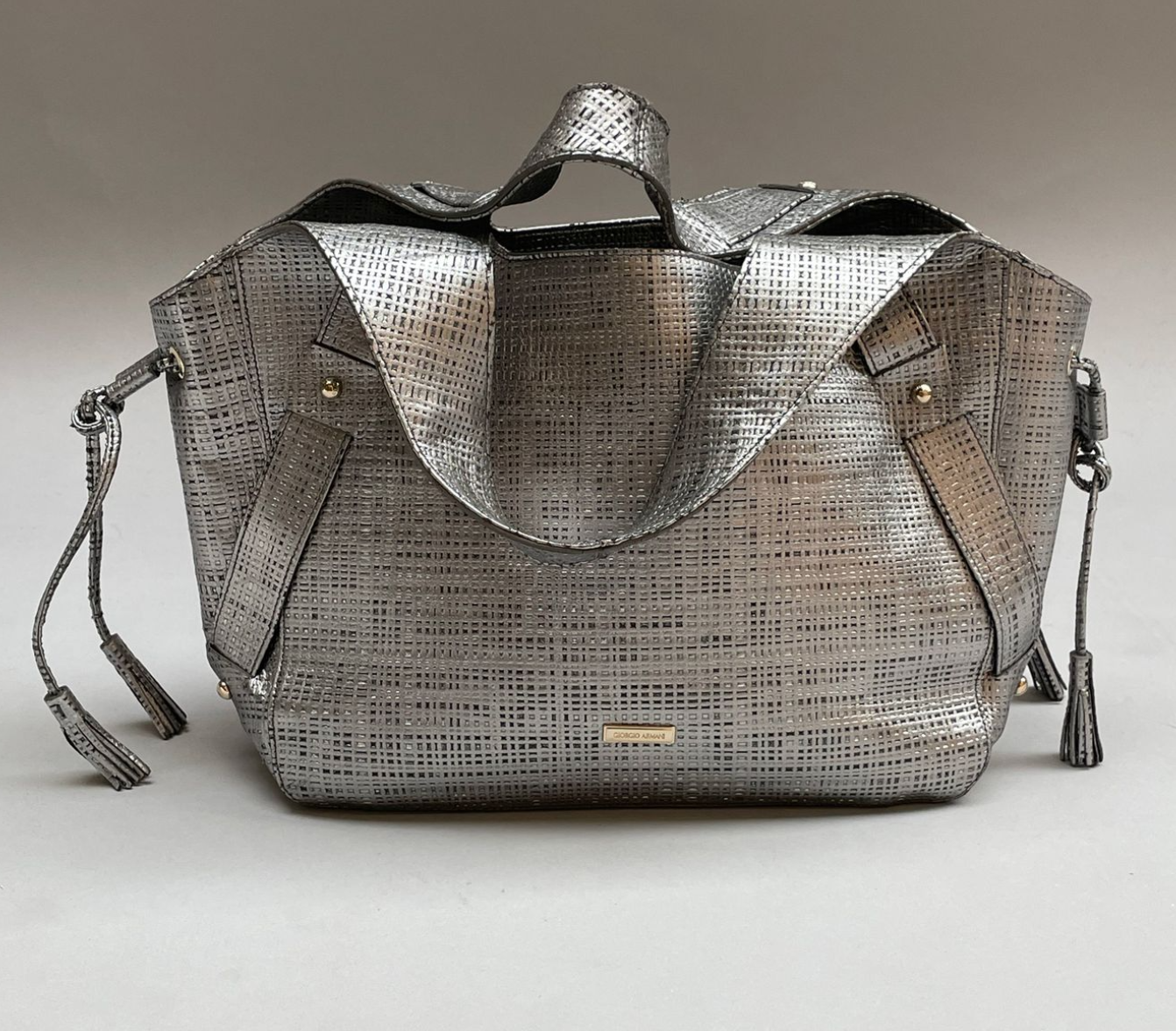 GA metallic perforated leather tote bag.png