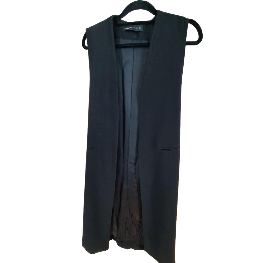 Zara Long Vest with Side-Split in Black.png