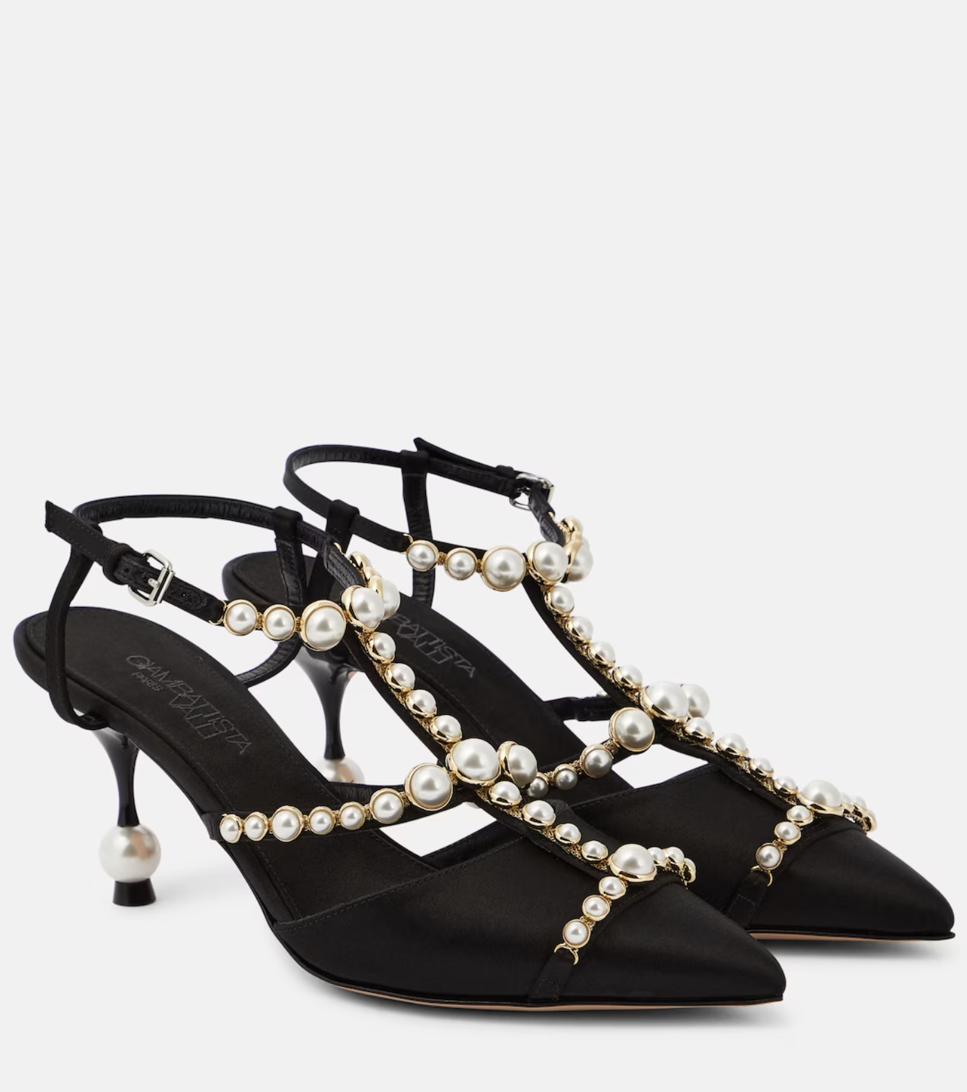 Giambattista Valli Faux-Pearl Satin Pumps