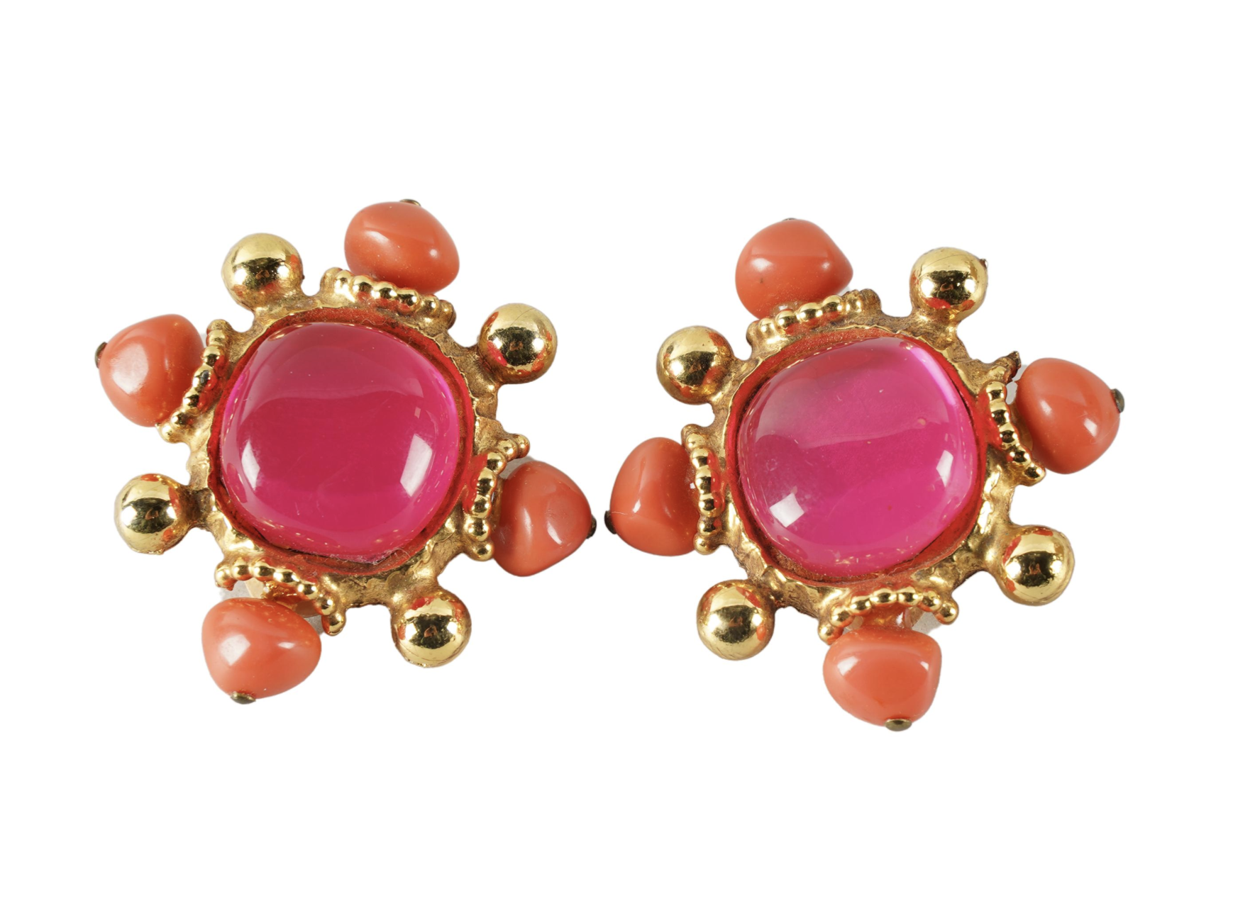 Christian Lacroix Gold and Coral Earrings 
