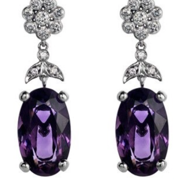 Cenius & Bach Flower Pendant Earrings in Amethyst