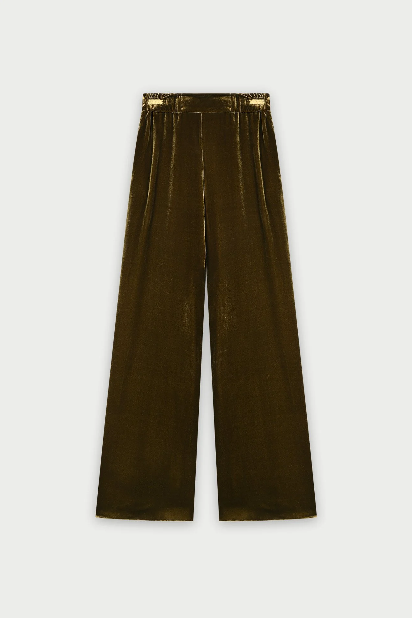 Natan Pleated Satin Trousers in Beige