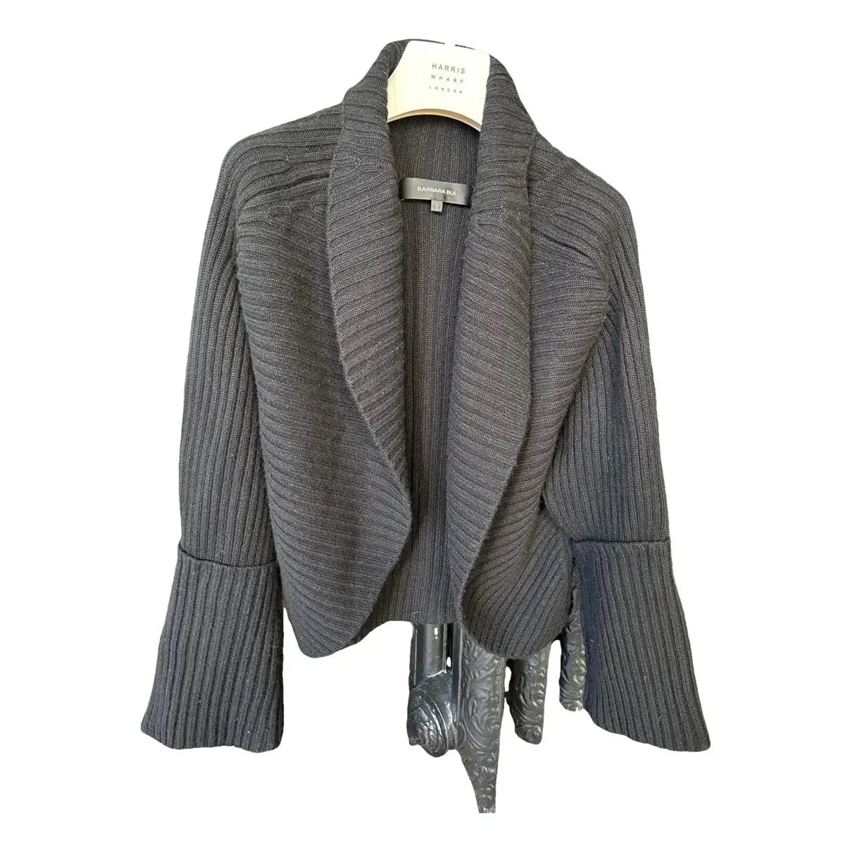 Barbara Bui Wool and Cashmere Drape Cardigan in Black