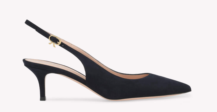 Gianvito Rossi Ribbon Sling 85 Pumps in Nude Suede — UFO No More