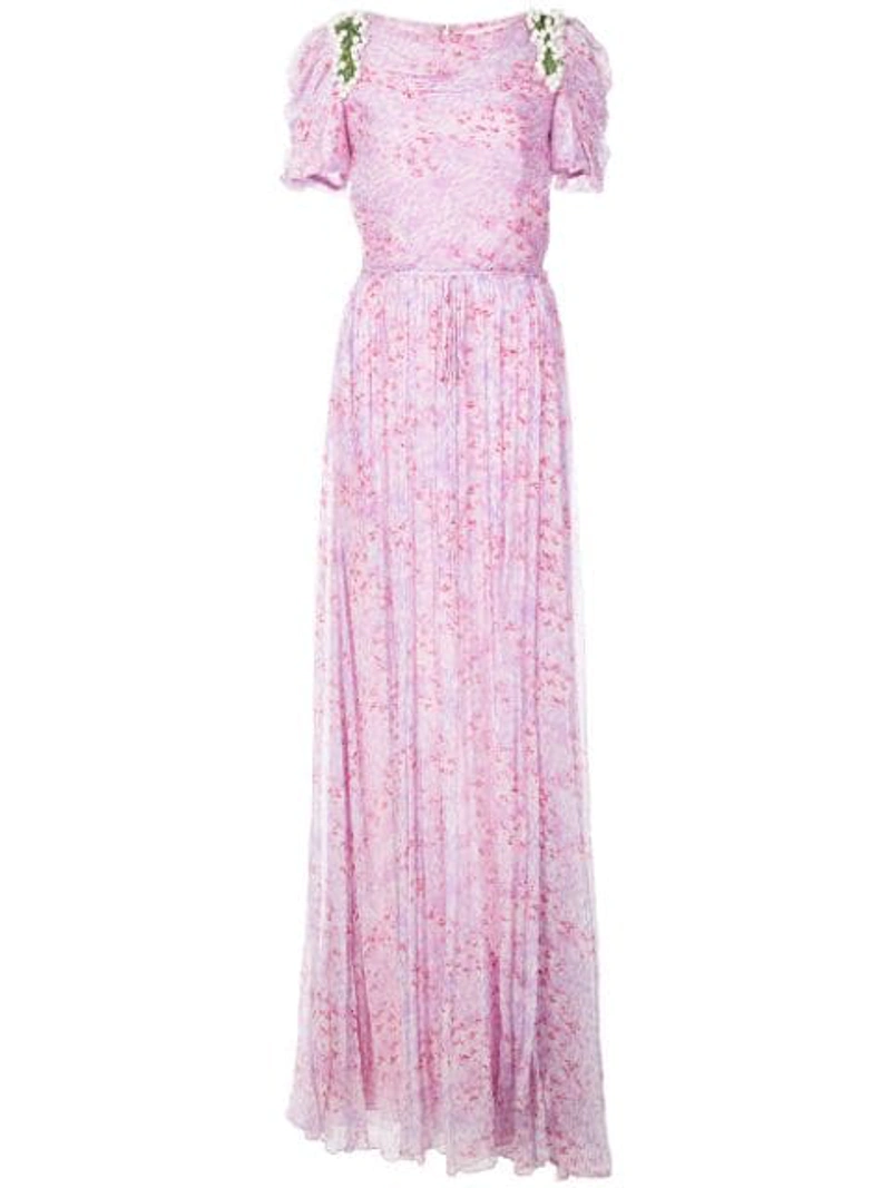 Carolina Herrera Floral Print Embellished Gown