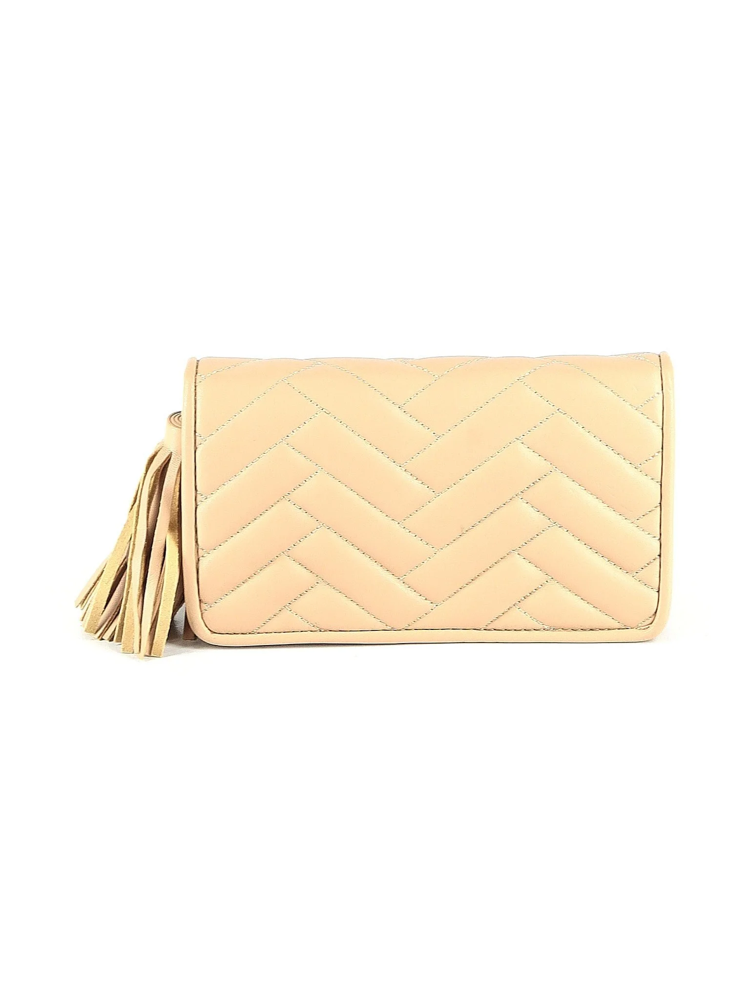 Zara Quilted Tassel Clutch in Nude