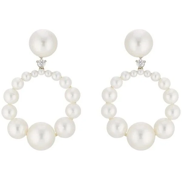 Irene Neuwirth White Pearl & White Diamond Double-Drop Earrings