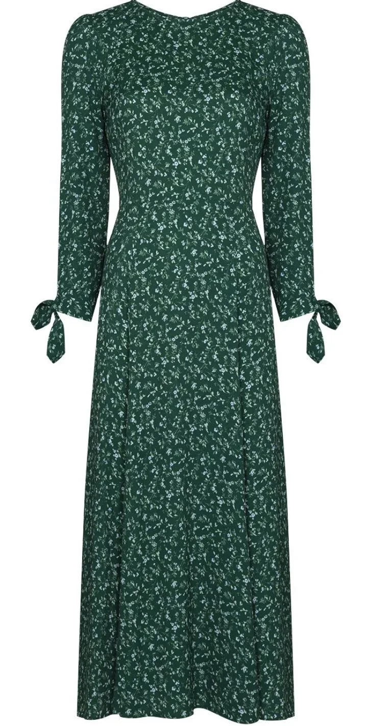 Reformation Zelda Dress in Green Floral Print