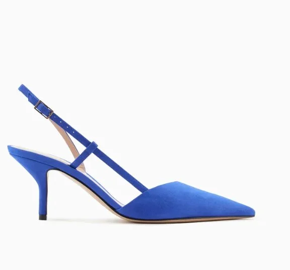 Giorgio Armani Slingback Pumps in Electric Blue Laminated Suede