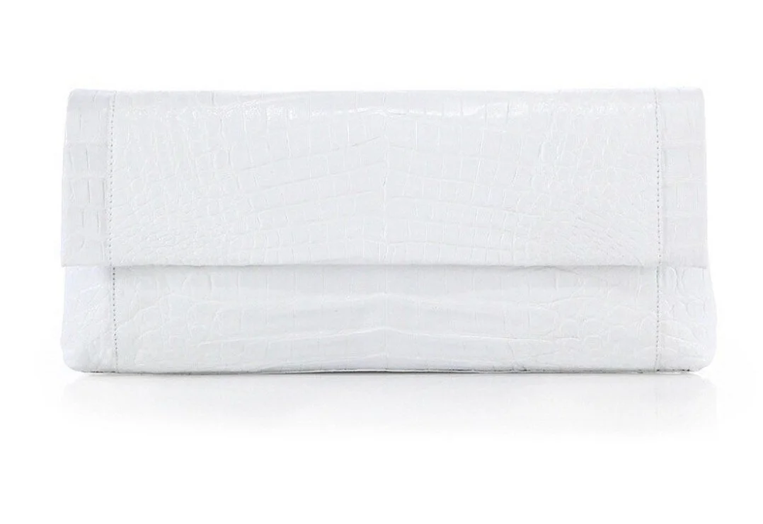 Nancy Gonzalez Small Flap Clutch in White