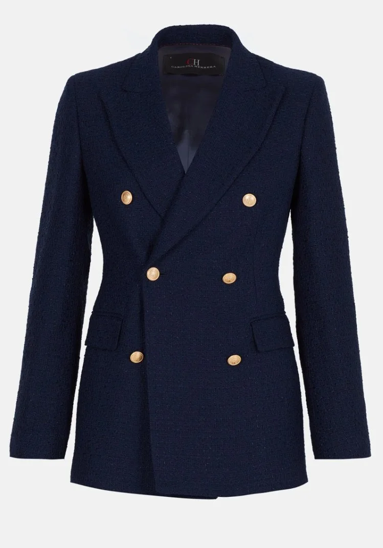 Carolina Herrera Woven Double-Breasted Tailored Jacket